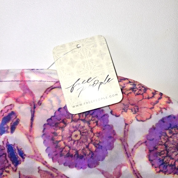 New Free People Taylor Floral Asymmetrical Ruffle Top - Picture 3 of 6